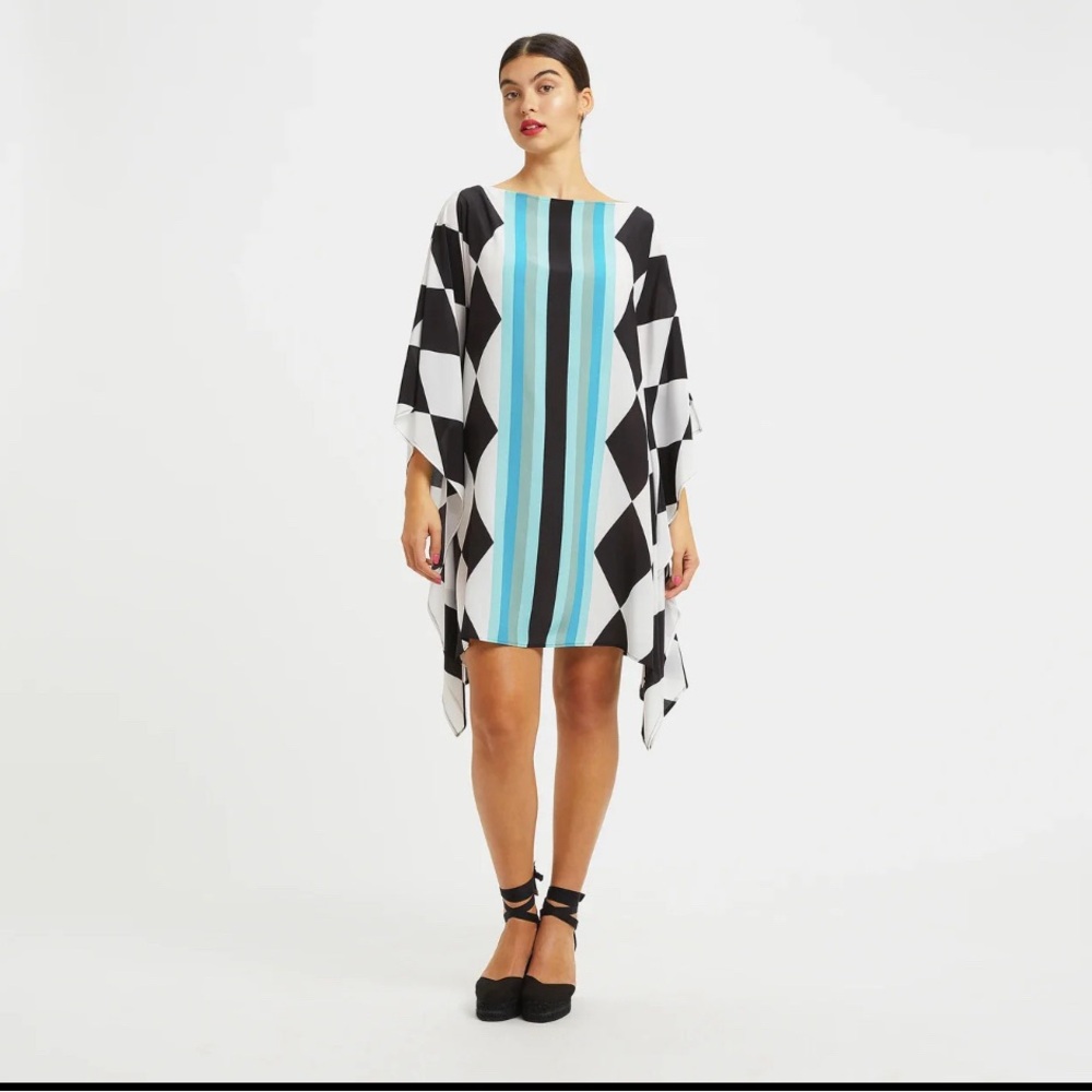 Gorgeous soft & silky colorful and fun Kaftan dress.